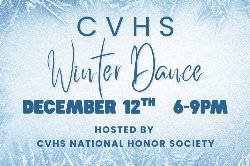blue and white snowflakes advertisement for the winter dance